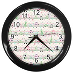 Rainbow Music Notes Wall Clock (Black)