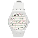 Rainbow Music Notes Round Plastic Sport Watch (M)