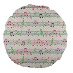 Rainbow Music Notes Large 18  Premium Round Cushion 