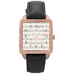 Rainbow Music Notes Rose Gold Leather Watch 