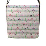 Rainbow Music Notes Flap Closure Messenger Bag (L)