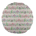 Rainbow Music Notes Large 18  Premium Flano Round Cushion 