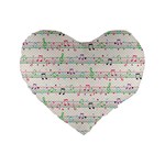 Rainbow Music Notes Standard 16  Premium Flano Heart Shape Cushion 