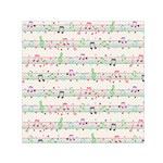 Rainbow Music Notes Small Satin Scarf (Square)