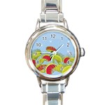 Blue Fly Trap Round Italian Charm Watch