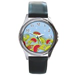 Blue Fly Trap Round Metal Watch