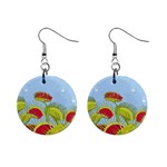 Blue Fly Trap 1  Button Earrings