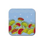 Blue Fly Trap Rubber Coaster (Square)