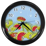 Blue Fly Trap Wall Clock (Black)