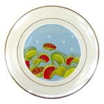 Blue Fly Trap Porcelain Plate