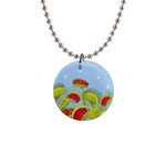 Blue Fly Trap 1  Button Necklace