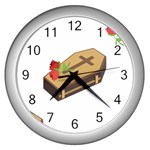 coffin emojis Wall Clock (Silver)