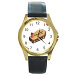 coffin emojis Round Gold Metal Watch