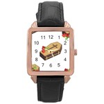 coffin emojis Rose Gold Leather Watch 