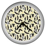 yellow bats Wall Clock (Silver)