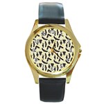 yellow bats Round Gold Metal Watch