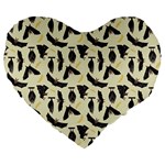 yellow bats Large 19  Premium Heart Shape Cushion