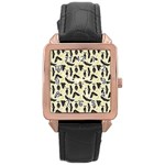 yellow bats Rose Gold Leather Watch 