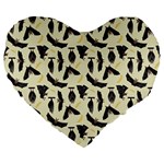 yellow bats Large 19  Premium Flano Heart Shape Cushion