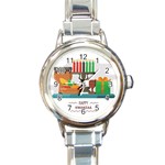 Happy Kwanzaa Gifts Round Italian Charm Watch