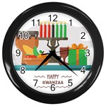 Happy Kwanzaa Gifts Wall Clock (Black)