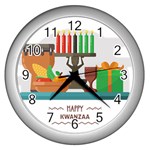 Happy Kwanzaa Gifts Wall Clock (Silver)