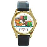 Happy Kwanzaa Gifts Round Gold Metal Watch