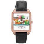 Happy Kwanzaa Gifts Rose Gold Leather Watch 