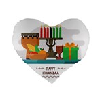 Happy Kwanzaa Gifts Standard 16  Premium Flano Heart Shape Cushion 