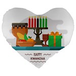 Happy Kwanzaa Gifts Large 19  Premium Flano Heart Shape Cushion