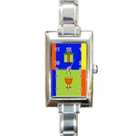 Kwanzaa Colorblock Rectangle Italian Charm Watch