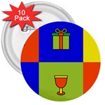 Kwanzaa Colorblock 3  Button (10 pack)