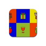 Kwanzaa Colorblock Rubber Coaster (Square)