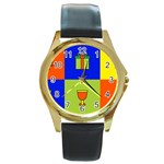 Kwanzaa Colorblock Round Gold Metal Watch