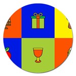 Kwanzaa Colorblock Magnet 5  (Round)