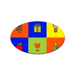 Kwanzaa Colorblock Sticker Oval (100 pack)