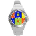 Kwanzaa Colorblock Round Plastic Sport Watch (L)