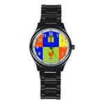 Kwanzaa Colorblock Stainless Steel Round Watch