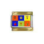 Kwanzaa Colorblock Gold Trim Italian Charm (9mm)