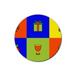 Kwanzaa Colorblock Rubber Round Coaster (4 pack)