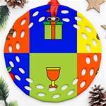 Kwanzaa Colorblock Ornament (Round Filigree)