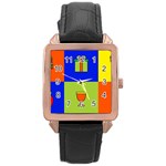 Kwanzaa Colorblock Rose Gold Leather Watch 