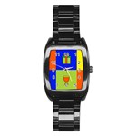 Kwanzaa Colorblock Stainless Steel Barrel Watch