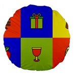 Kwanzaa Colorblock Large 18  Premium Flano Round Cushion 