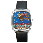 Xmas Witch Befana Square Metal Watch