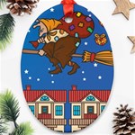 Xmas Witch Befana Oval Ornament (Two Sides)