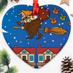 Xmas Witch Befana Heart Ornament (Two Sides)