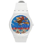 Xmas Witch Befana Round Plastic Sport Watch (M)