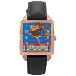 Xmas Witch Befana Rose Gold Leather Watch 