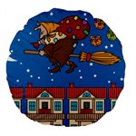 Xmas Witch Befana Large 18  Premium Flano Round Cushion 